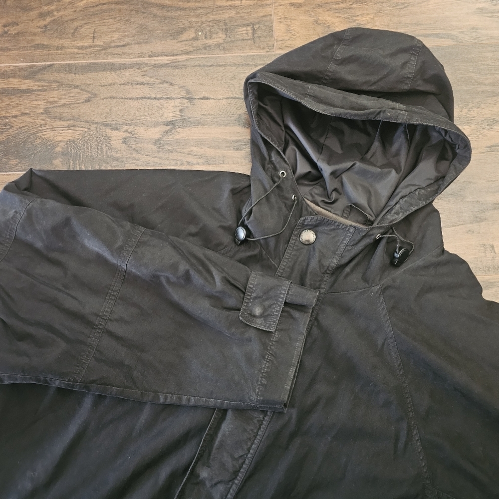 Vintage Eddie Bauer Mens Hooded Windbreaker Jacket Size L Black Hiking‎ Outdoors